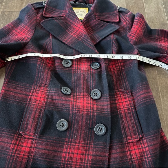 Old Navy Double Breasted Plaid Peacoat Preppy Academia School Girl Size M - Picture 4 of 10
